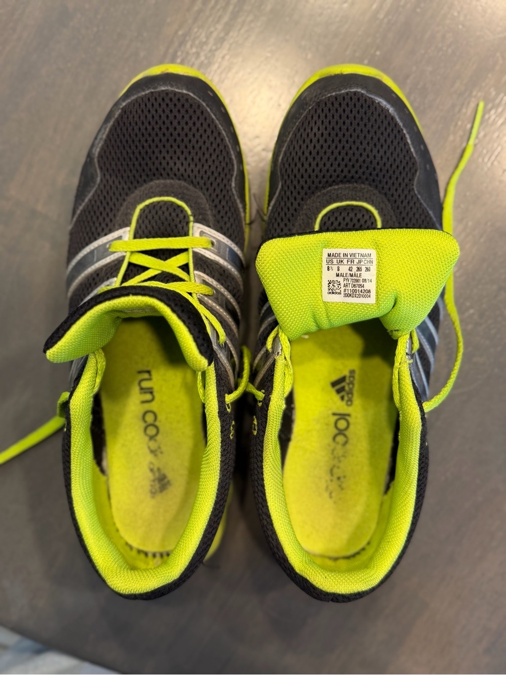 adidas Men's Black and Neon Green Athletic Sneakers